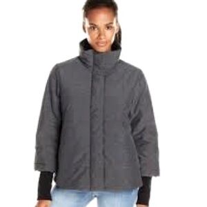 Prana Lily Quilted Puffer Jacket; black/grey fine stripe; good shape, W’s Small
